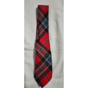Lochcarron Maclean of Duart Tartan Wool Tie Red Plaid Scotch House Mens A